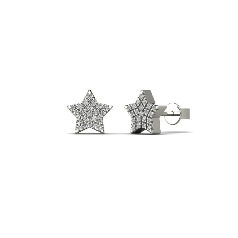 leaf earrings for women-Star Diamond Stud Earrings (14K)