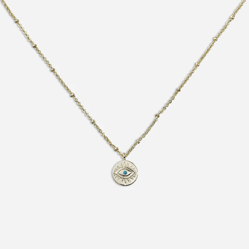 bar necklace for women-BWC Gold Evil Eye Necklace