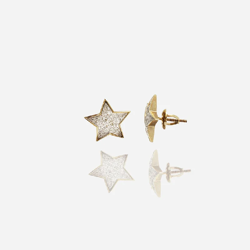 lightweight earrings for women-Diamond Star Stud Earrings (10K)