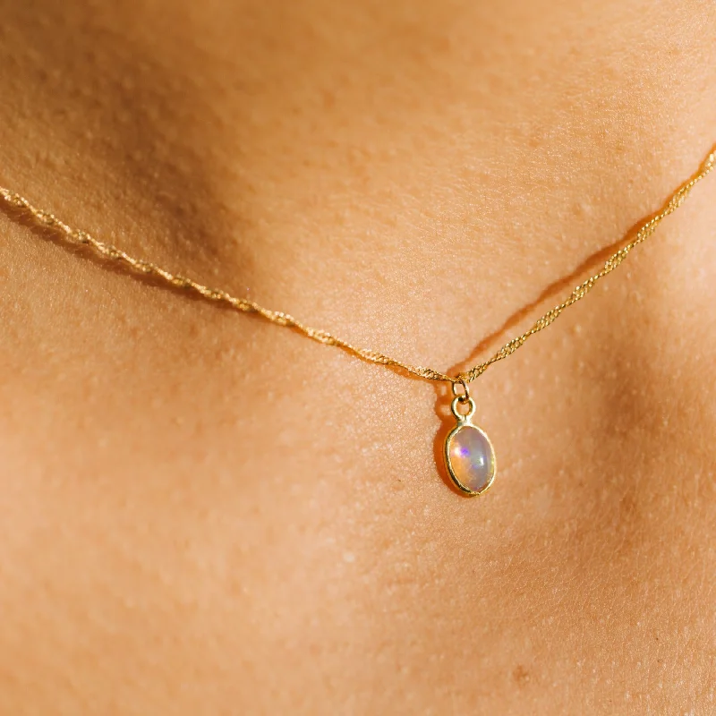 name necklace for women-Ethiopian Opal 14K Gold Necklace