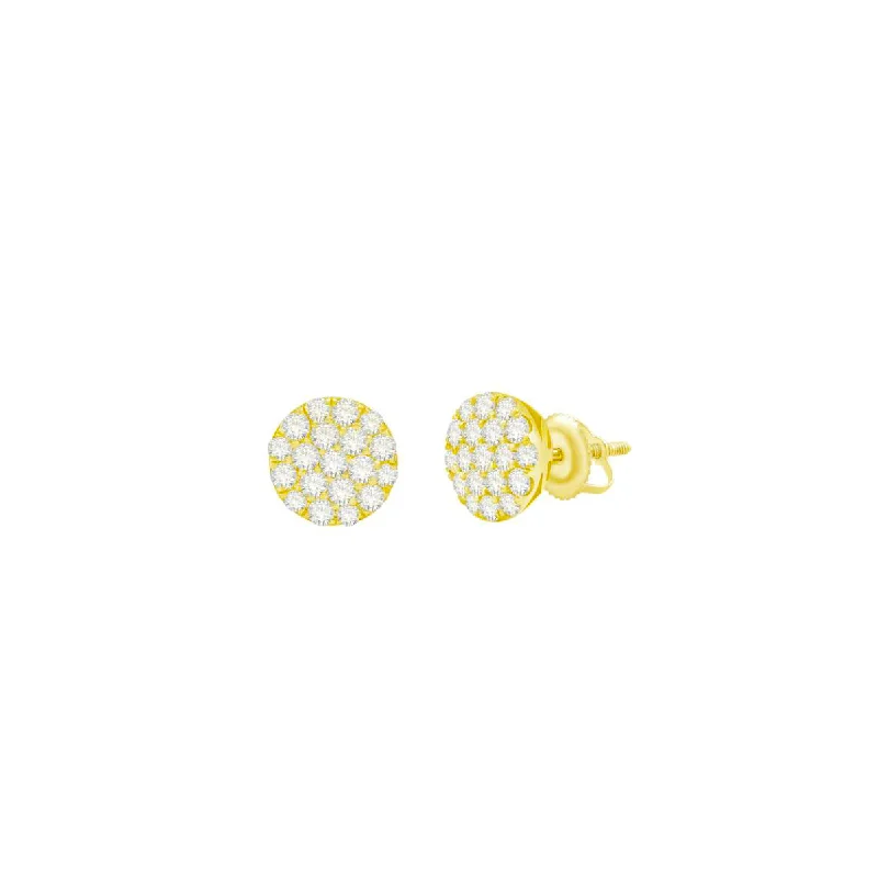 geometric earrings for women-Diamond Round Earrings (14K)