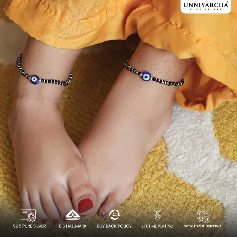 personalized anklets for women-Kids Silver Nazariya Evil Eye Anklet