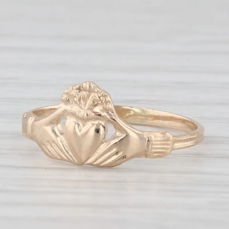 antique engagement rings for women-Small Irish Claddagh Ring 14k Yellow Gold Size 3