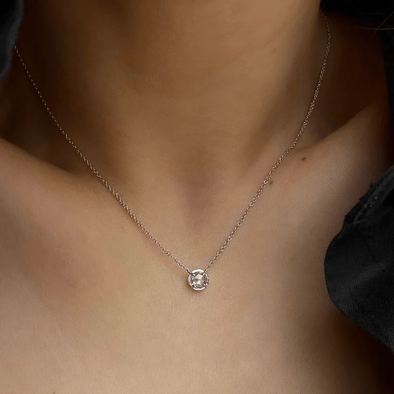 double pendant necklace for women-Eau de Rose Cut Diamond Solitaire Necklace | Ready to Ship