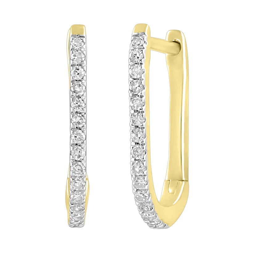 diamond drop earrings for women-Diamond Oval Huggie Earrings (14K)