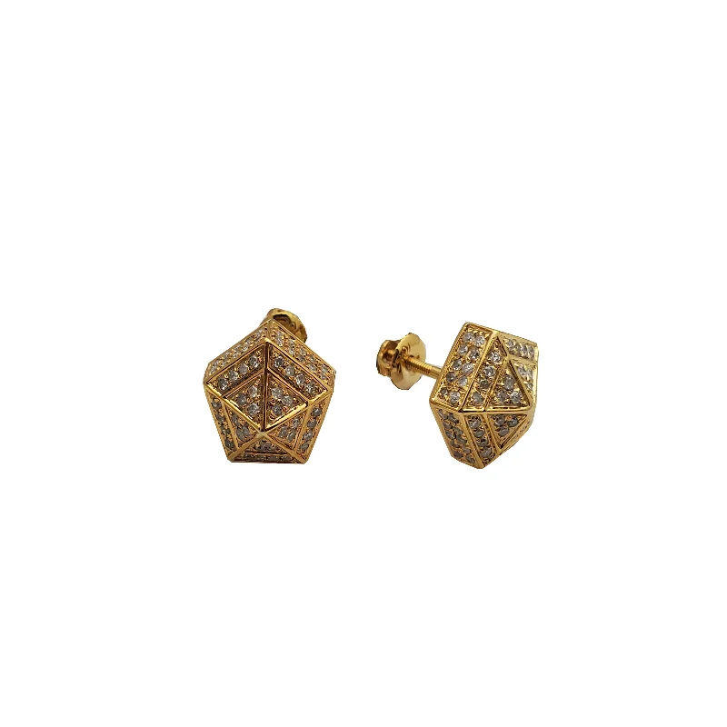 chandelier earrings for women-Diamond Pentagonal Pyramid Earring (10K)