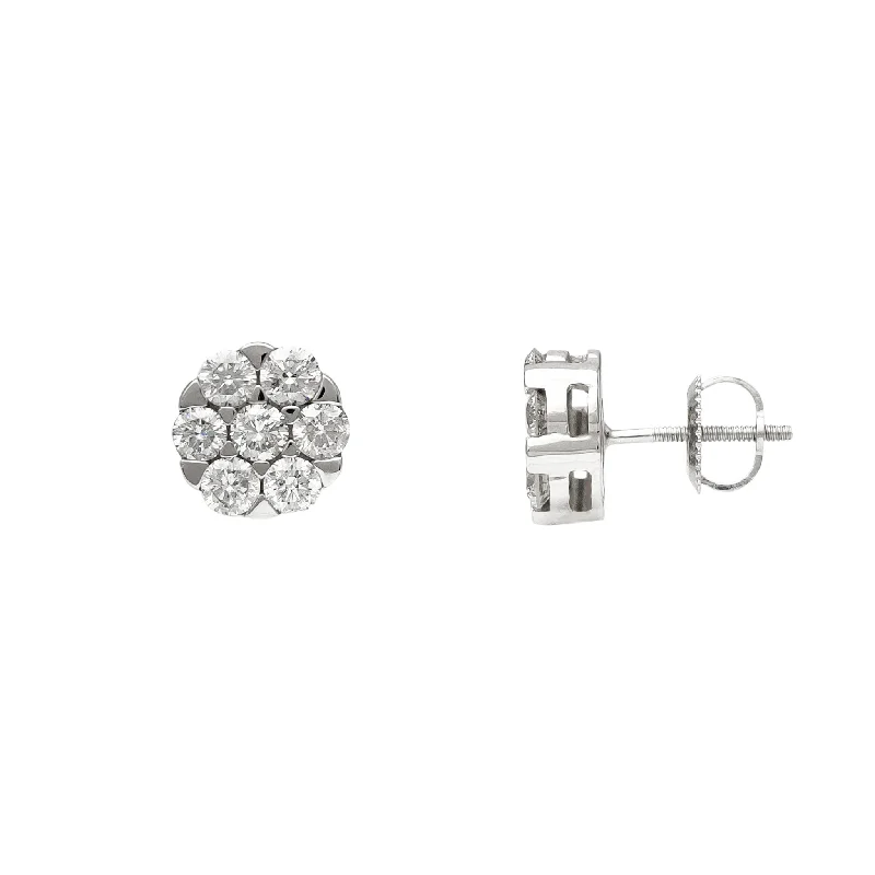 cubic zirconia earrings for women-Diamond Honeycomb Stud Earrings (14K)