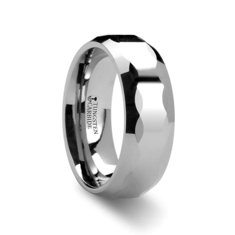 bridal engagement rings for women-CHICAGO Tungsten Carbide Ring with Oval Facets - 8 mm