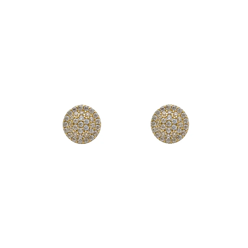 cute earrings for women-Zirconia Round Stud Earring (14K)