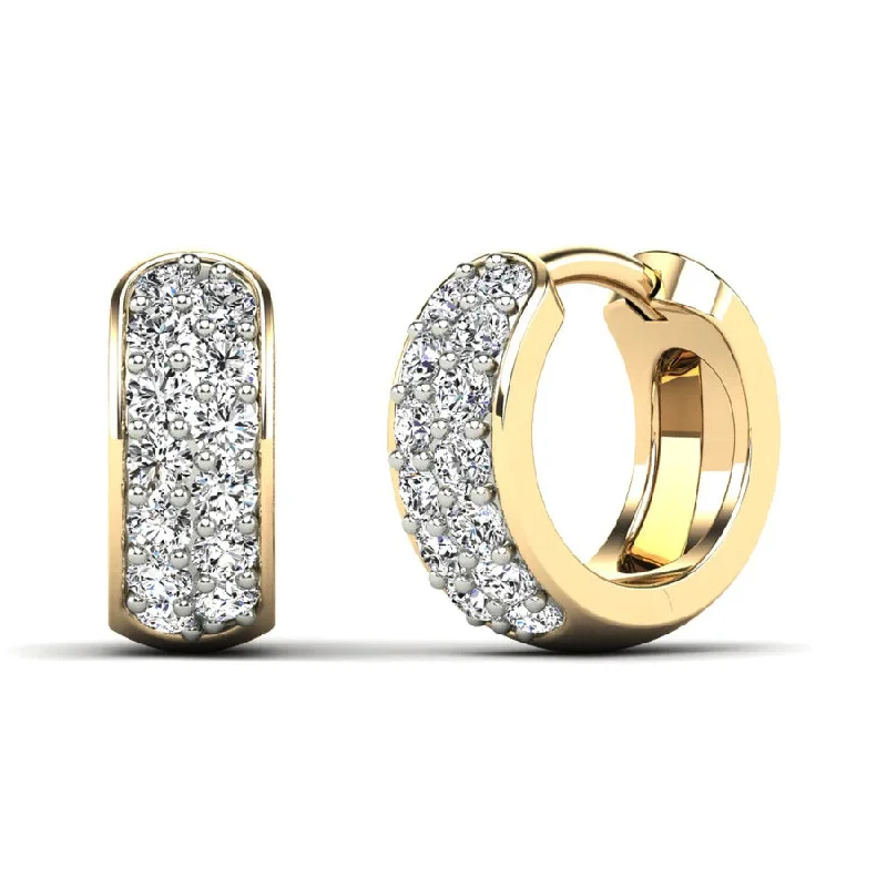 romantic earrings for women-Diamond Hoop Earring (14K)