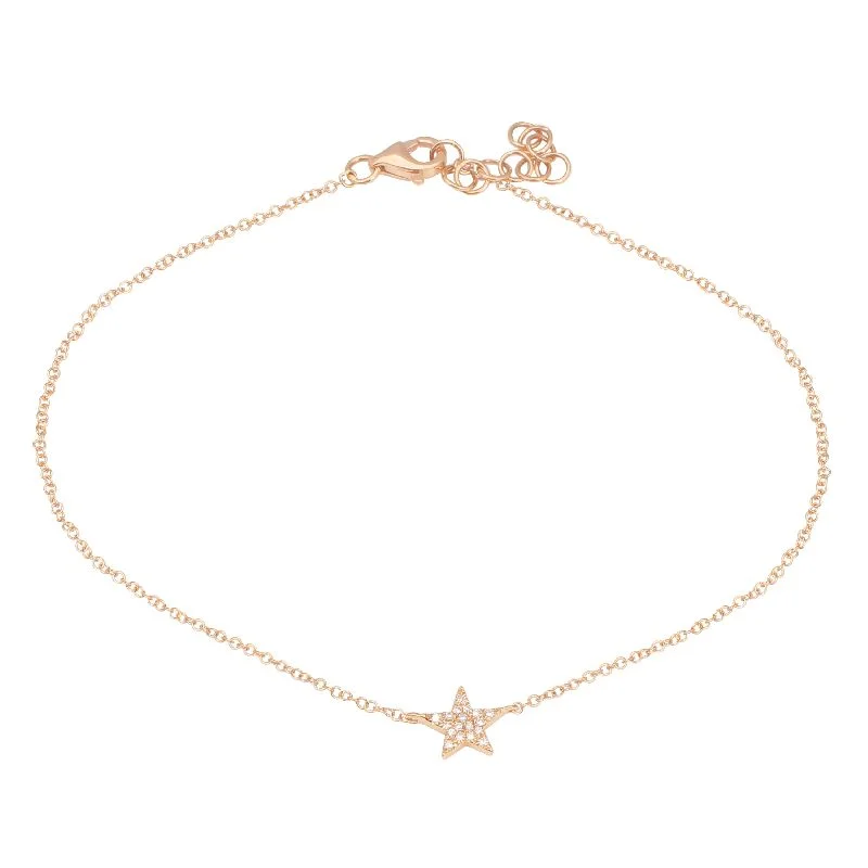 gold-plated anklets for women-14k Rose Gold Star Diamond Anklet