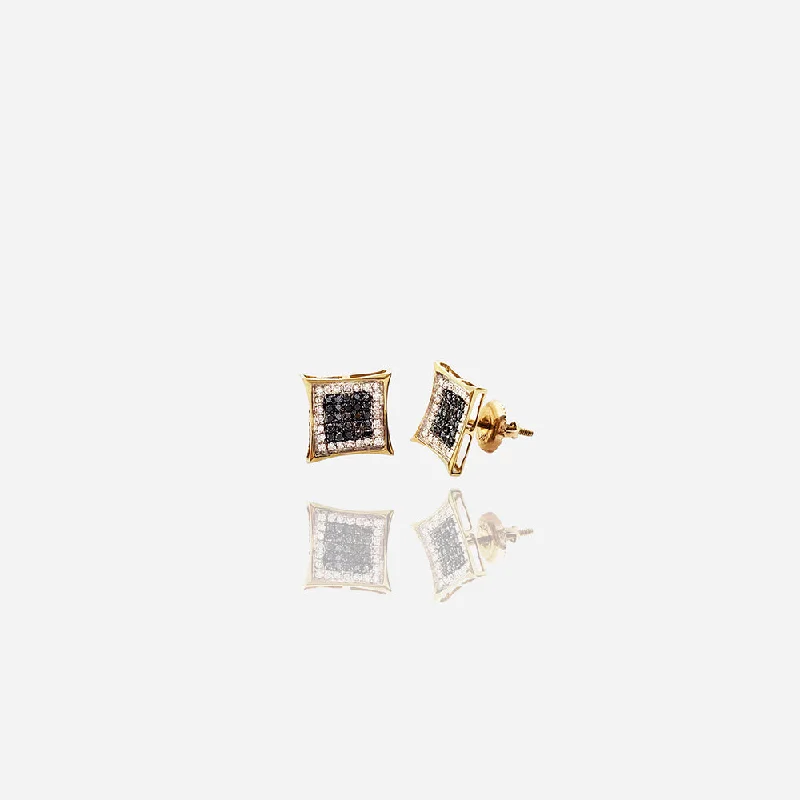 anniversary hoop earrings for women-Diamond Monochrome Concave Square Stud Earrings