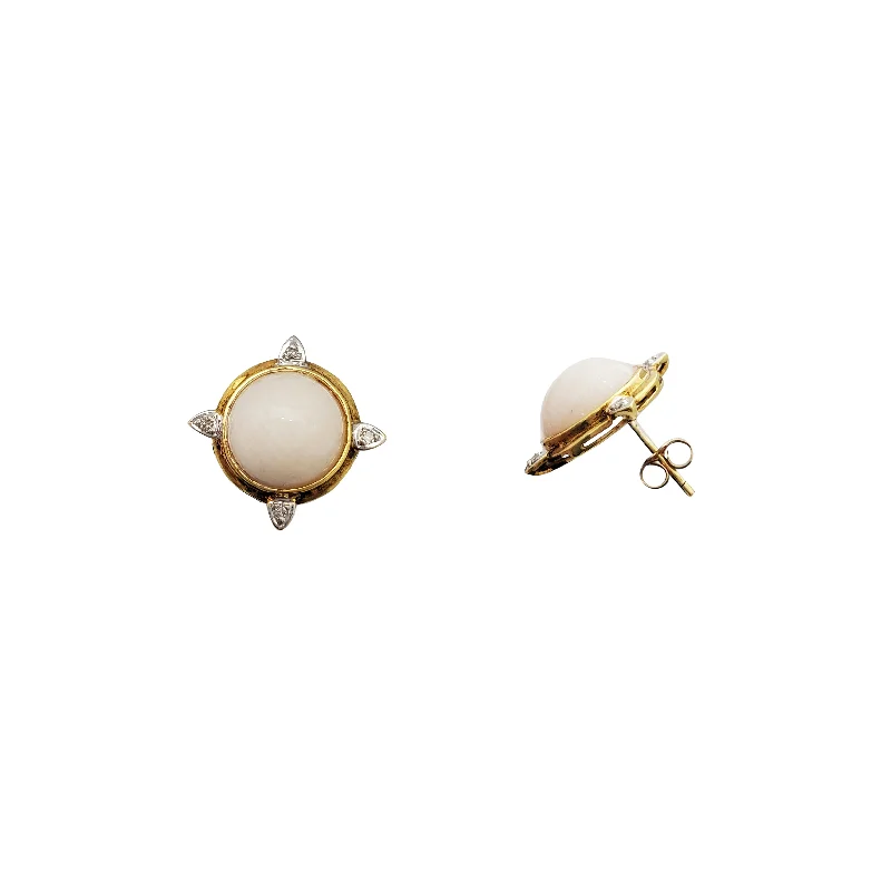 silver stud earrings for women-White Coral Stud Earrings (14K)