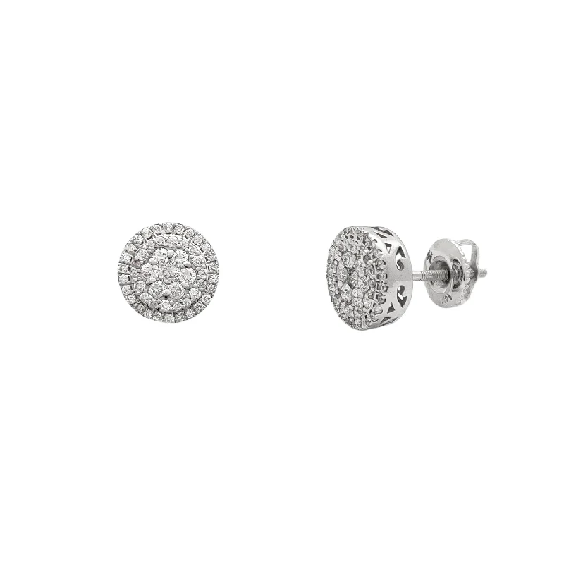 geometric earrings for women-Diamond Inverse Cluster Halo Stud Earrings (14K)