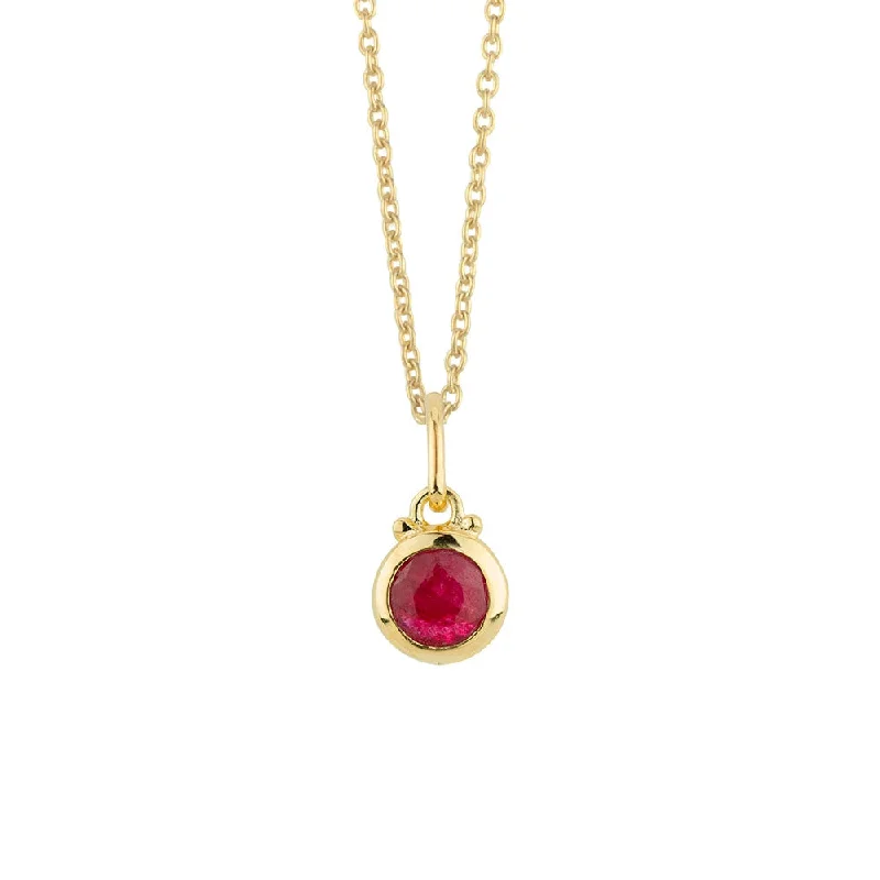 heart-shaped pendant necklace for women-July Birthstone Charm Necklace in Gold