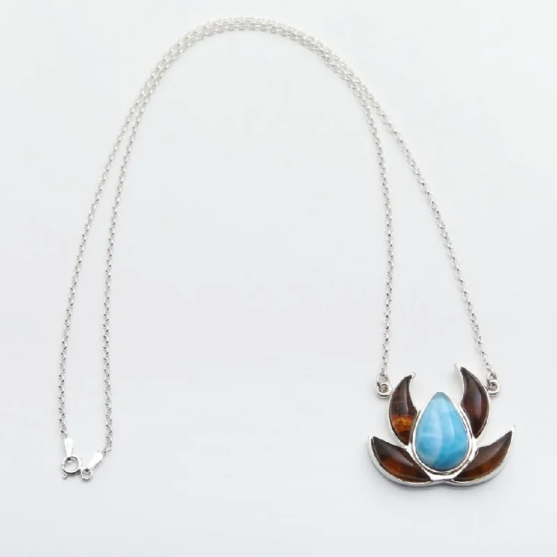 moonstone necklace for women-Larimar Amber Necklace Jaiba