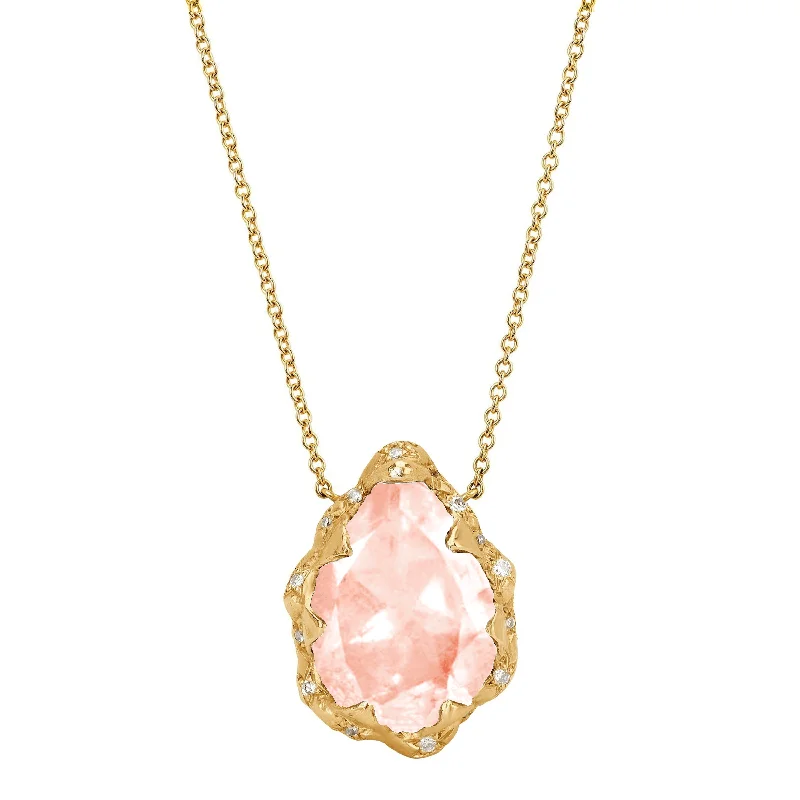 vintage necklace for women-Queen Water Drop Morganite Necklace with Sprinkled Diamonds | Ready to Ship