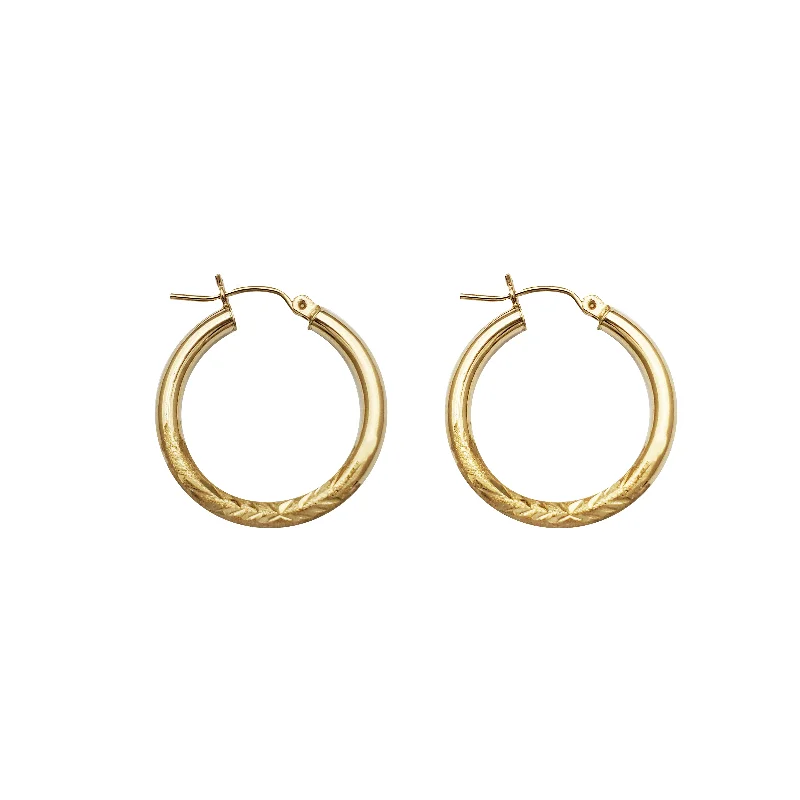 fashion earrings for women-Diamond Cut Hoop Earring (10K)