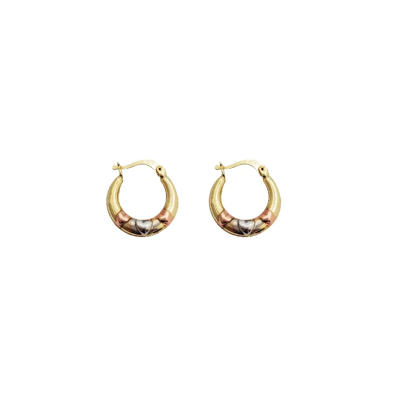 hoop earrings for everyday wear for women-Triple Heart Hoop Earrings (14K)