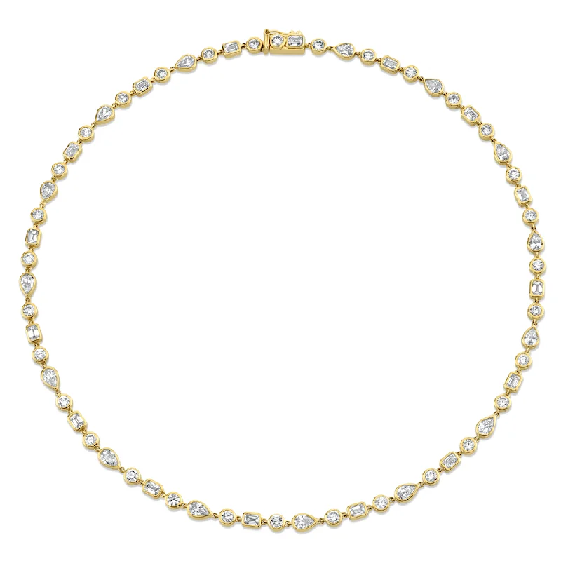 single strand necklace for women-Diana Bezel Diamond Choker