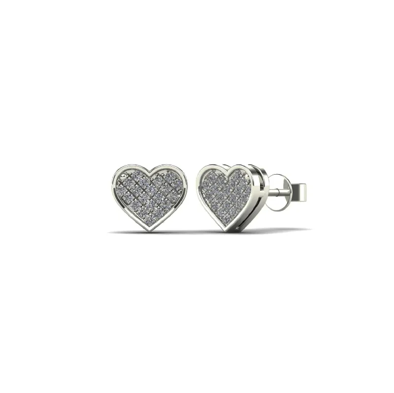 handmade earrings for women-Diamond Heart Stud Earring (14K)