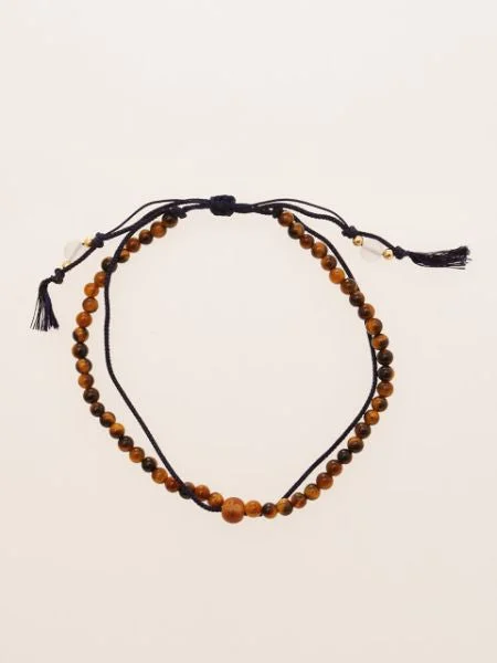 charm anklets for women-Silk Code Braided Anklet with Tiger Eye