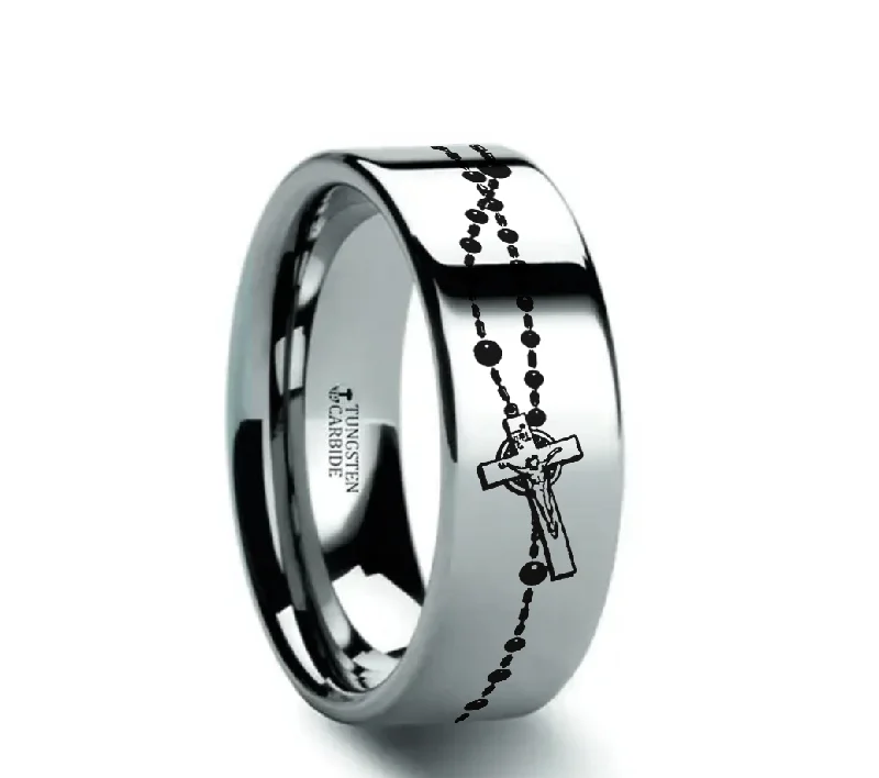 princess cut engagement rings for women-ROSARY on Flat Classic Tungsten Carbide Ring