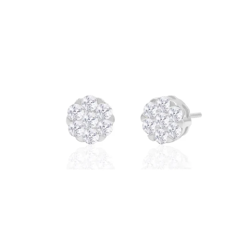 gold stud earrings for women-Diamond Honeycomb Earrings (14K)