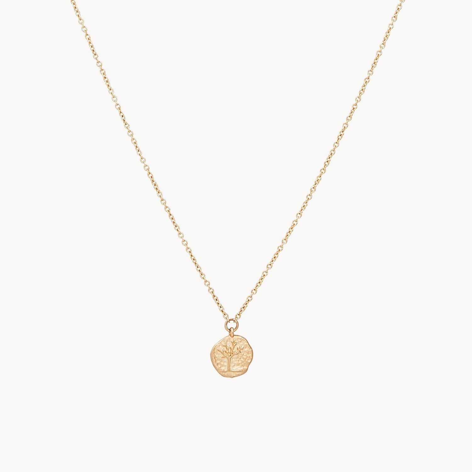 diamond necklace for women-tree of life little coin pendant necklace - 14k yellow gold