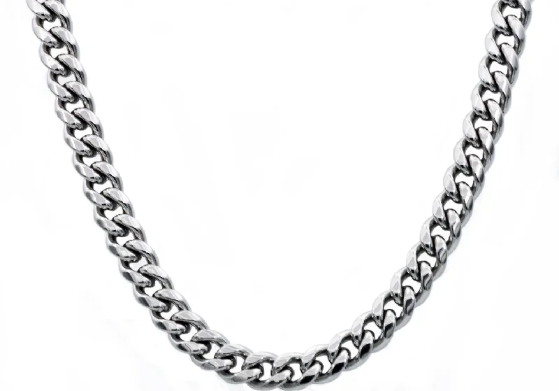 snake chain necklace for women-Mens 10mm Stainless Steel Cuban Link Chain Necklace With Box Clasp