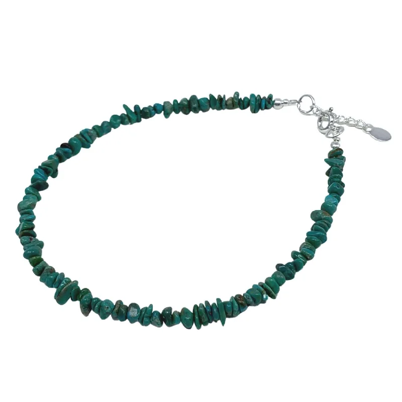 ankle jewelry for women-Sterling Silver Turquoise Anklet