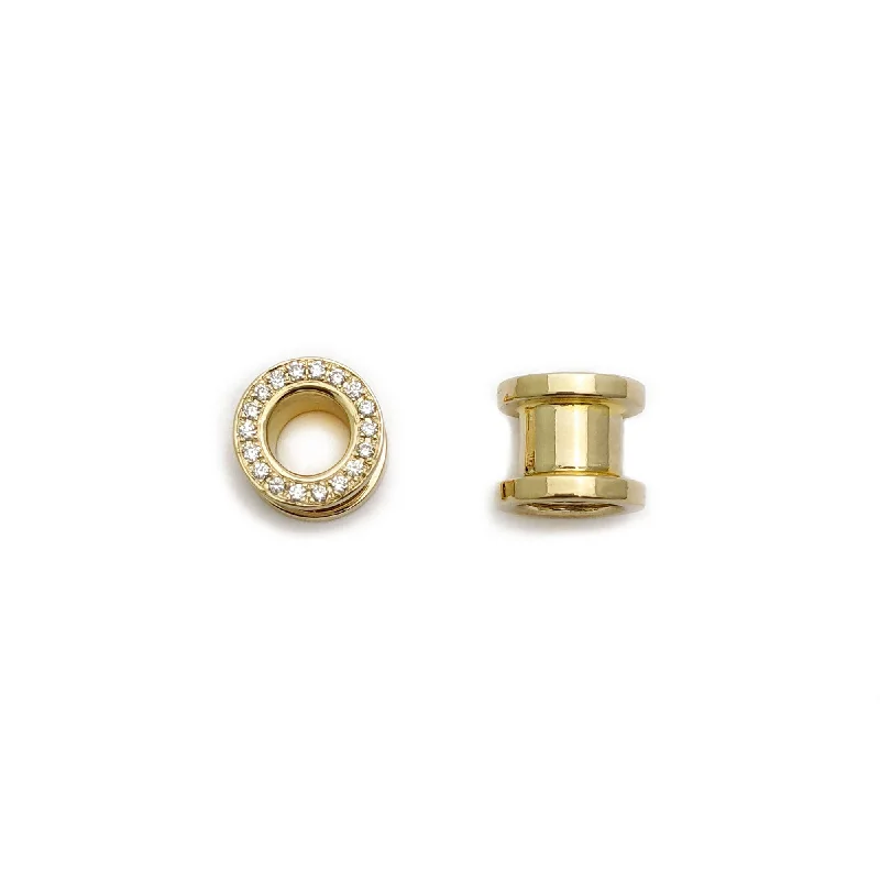 modern earrings for women-Diamond Ear Gauges (14K)