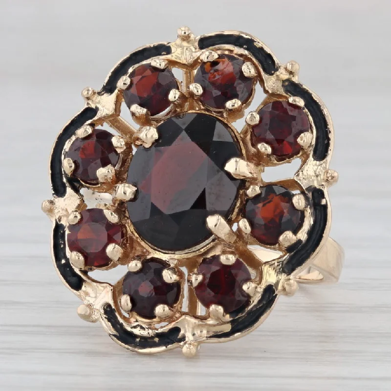 unique diamond engagement rings for women-Vintage 5.05ctw Garnet Cocktail Ring 10k Yellow Gold Size 6.75