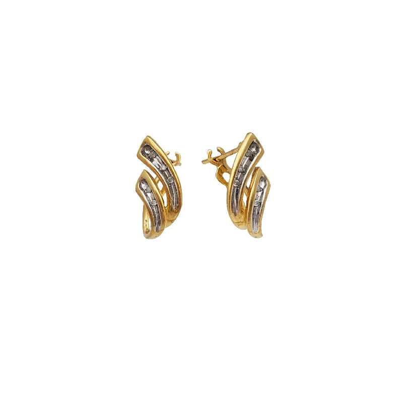 birthday earrings for women-Fancy Diamond Omega Back Earrings (10K)