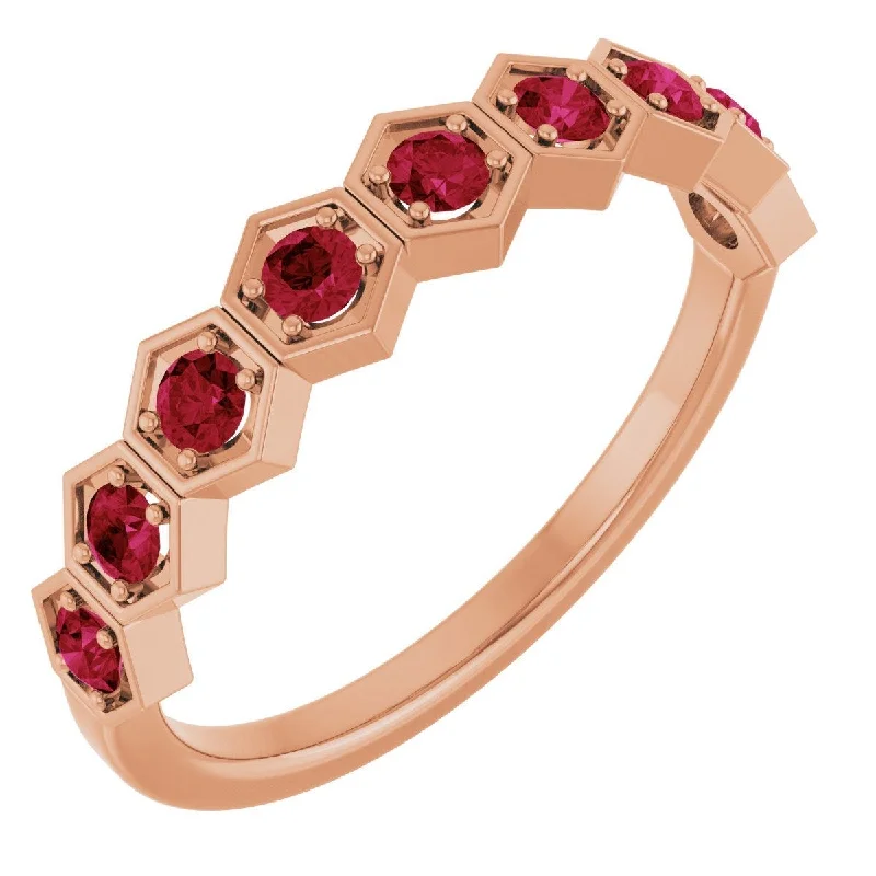 stunning engagement rings for women-14K Rose Lab-Grown Ruby Stackable Ring