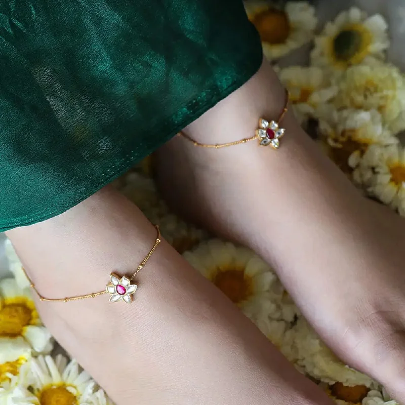 infinity anklets for women-Gold Plated Silver 92.5 Anklet