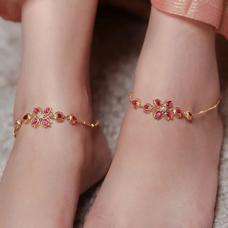 thin anklets for women-Silver 92.5 Sitayan Anklet