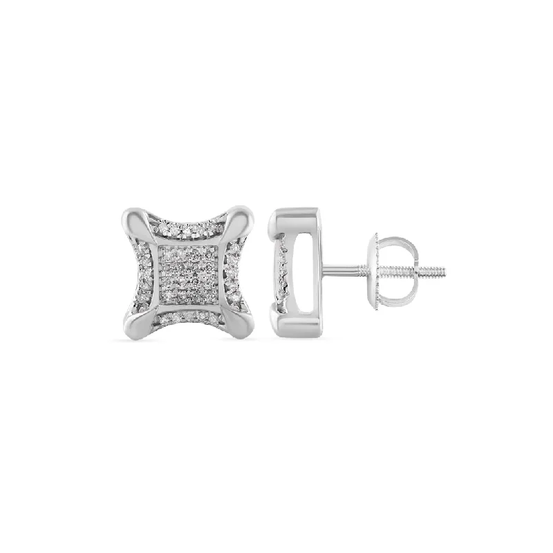 simple earrings for women-Diamond Square Stud Earring (14K)