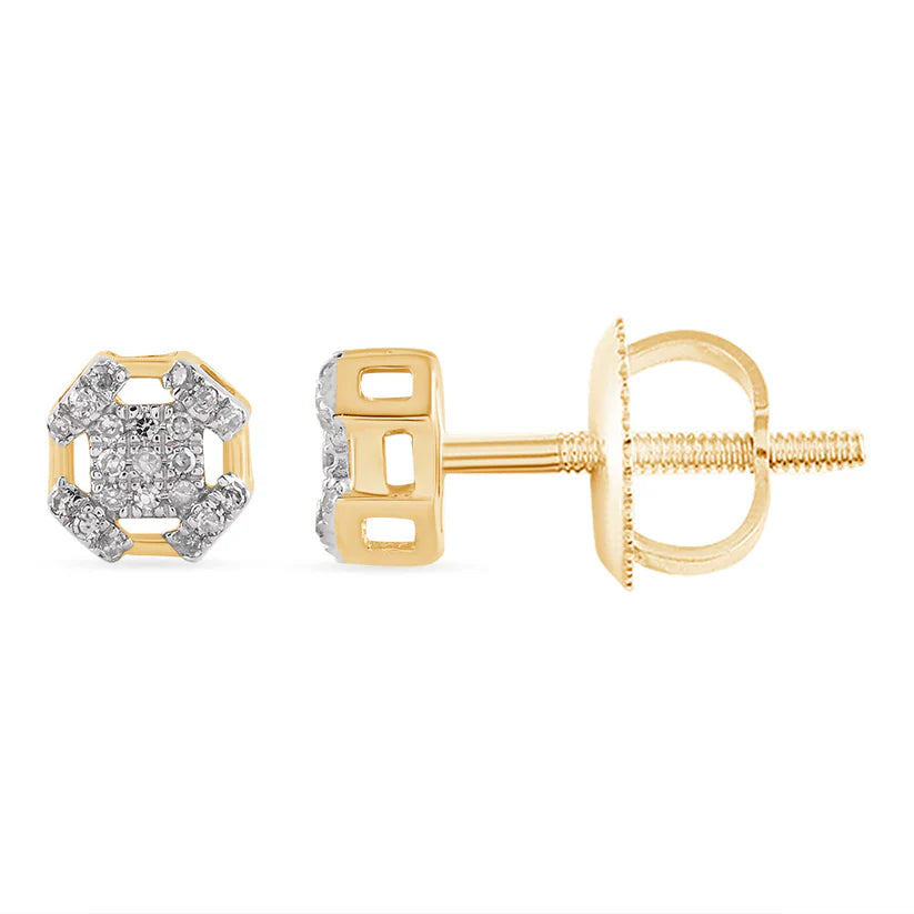 gold drop earrings for women-Diamond Square Earrings (14K).