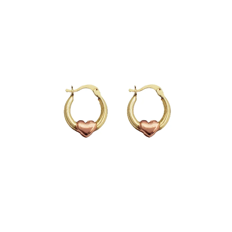 gold drop earrings for women-Heart Hoop Earrings (14K)