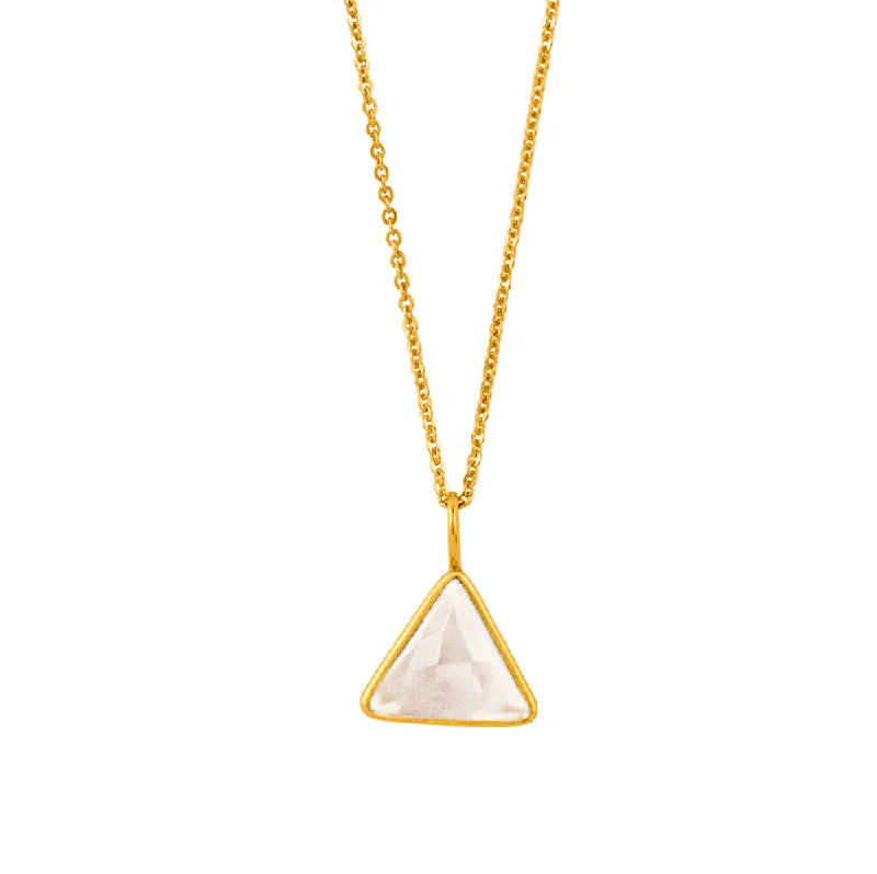 dainty necklace for women-Triad Necklace in Clear Quartz & Gold