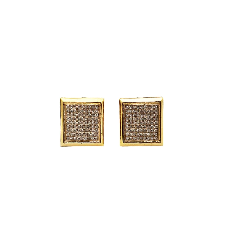 fashion hoop earrings for women-Diamond Square Earring (10K)