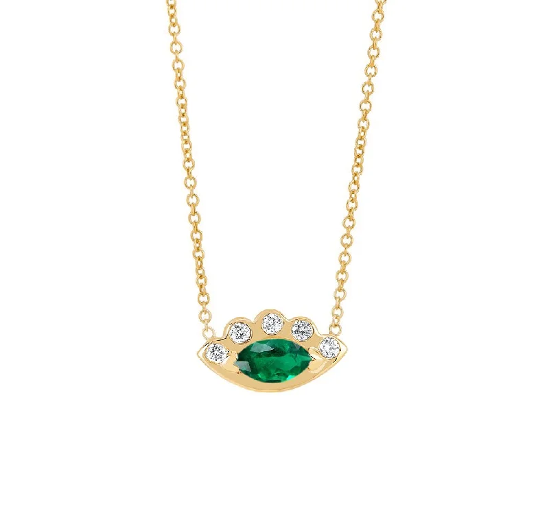 butterfly pendant necklace for women-Angel Eye Emerald Necklace