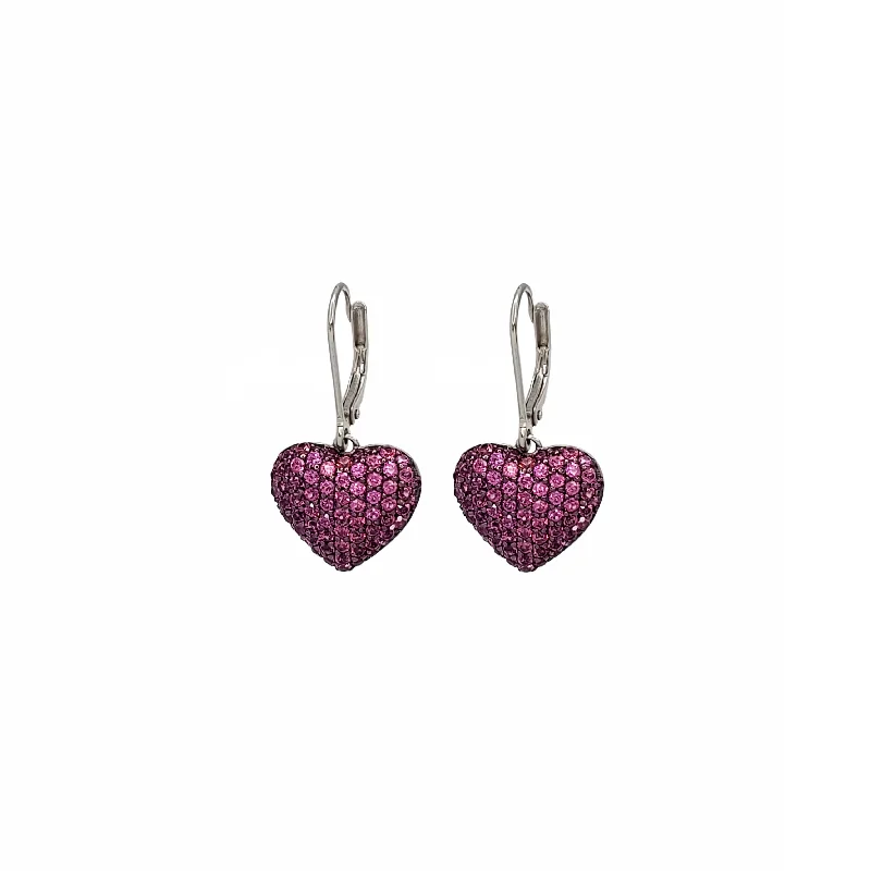 wedding earrings for women-Heart Dangling Earring (Silver)