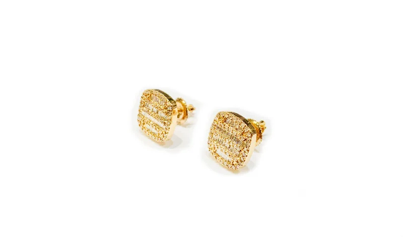 romantic earrings for women-Diamond Square Earrings (14K).