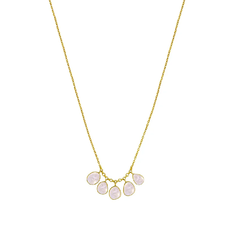 moonstone necklace for women-Moon Drops Necklace in Gold