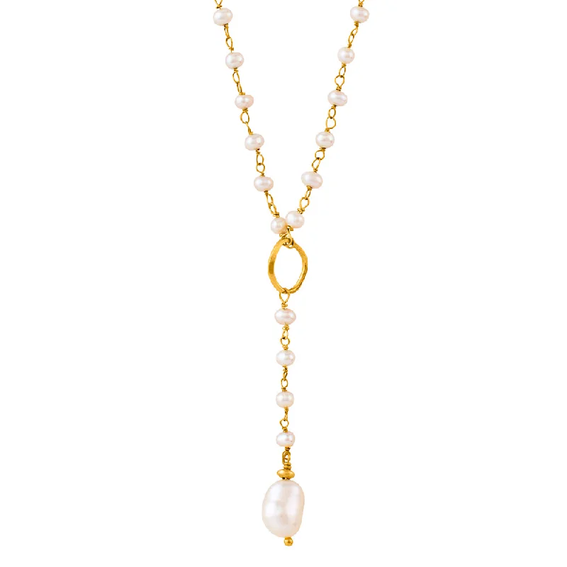 choker style necklace for women-In My Orbit Necklace in Pearl & Gold