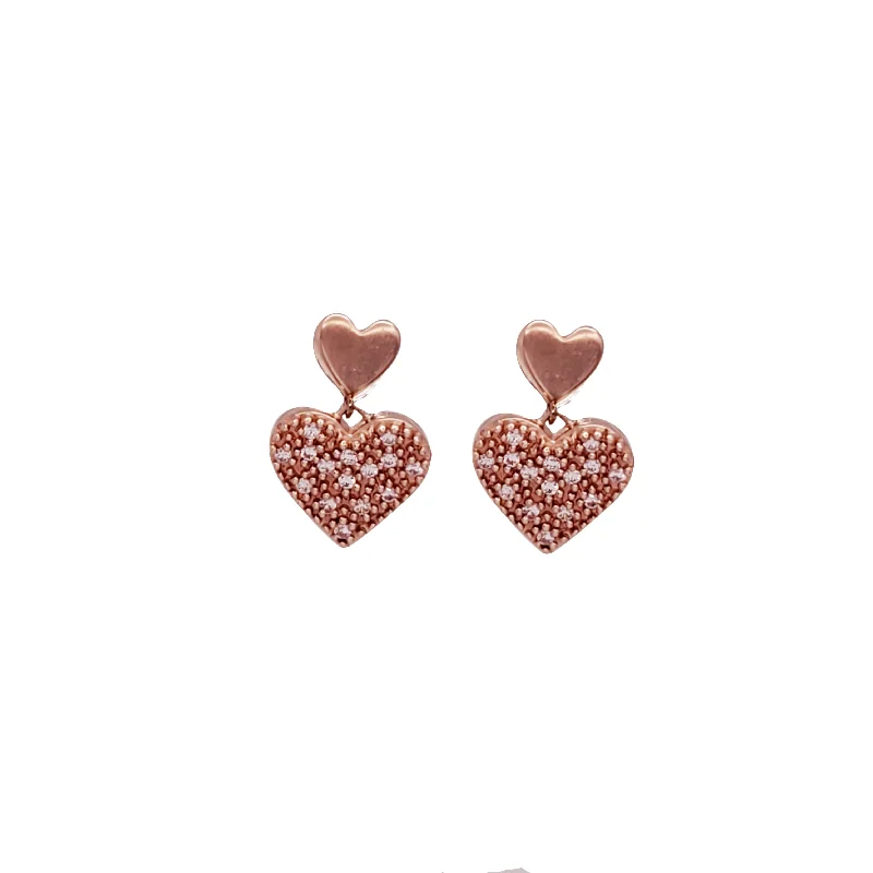 cubic zirconia earrings for women-Heart  Dangling Earrings (10K)