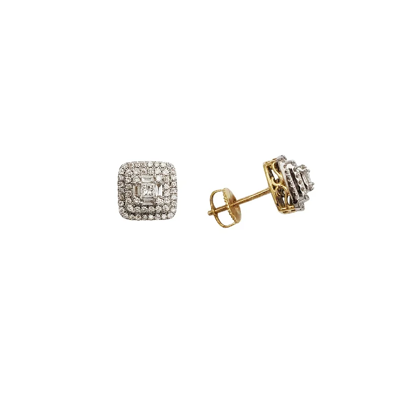 gold stud earrings for women-Diamond Stud Earrings (14K)