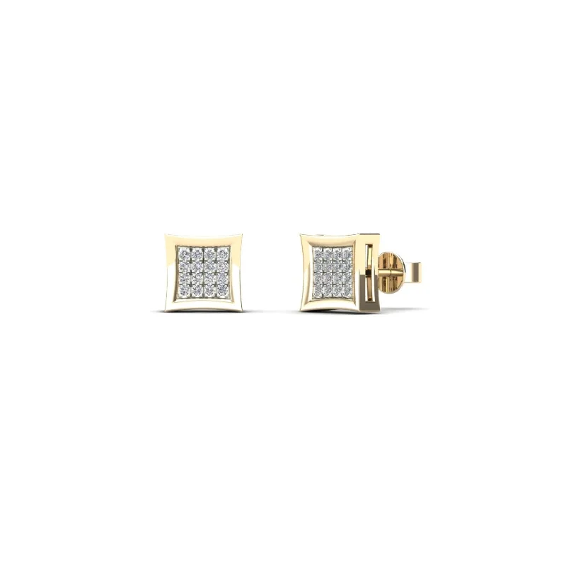 double hoop earrings for women-Diamond Square Stud Earrings (14K)